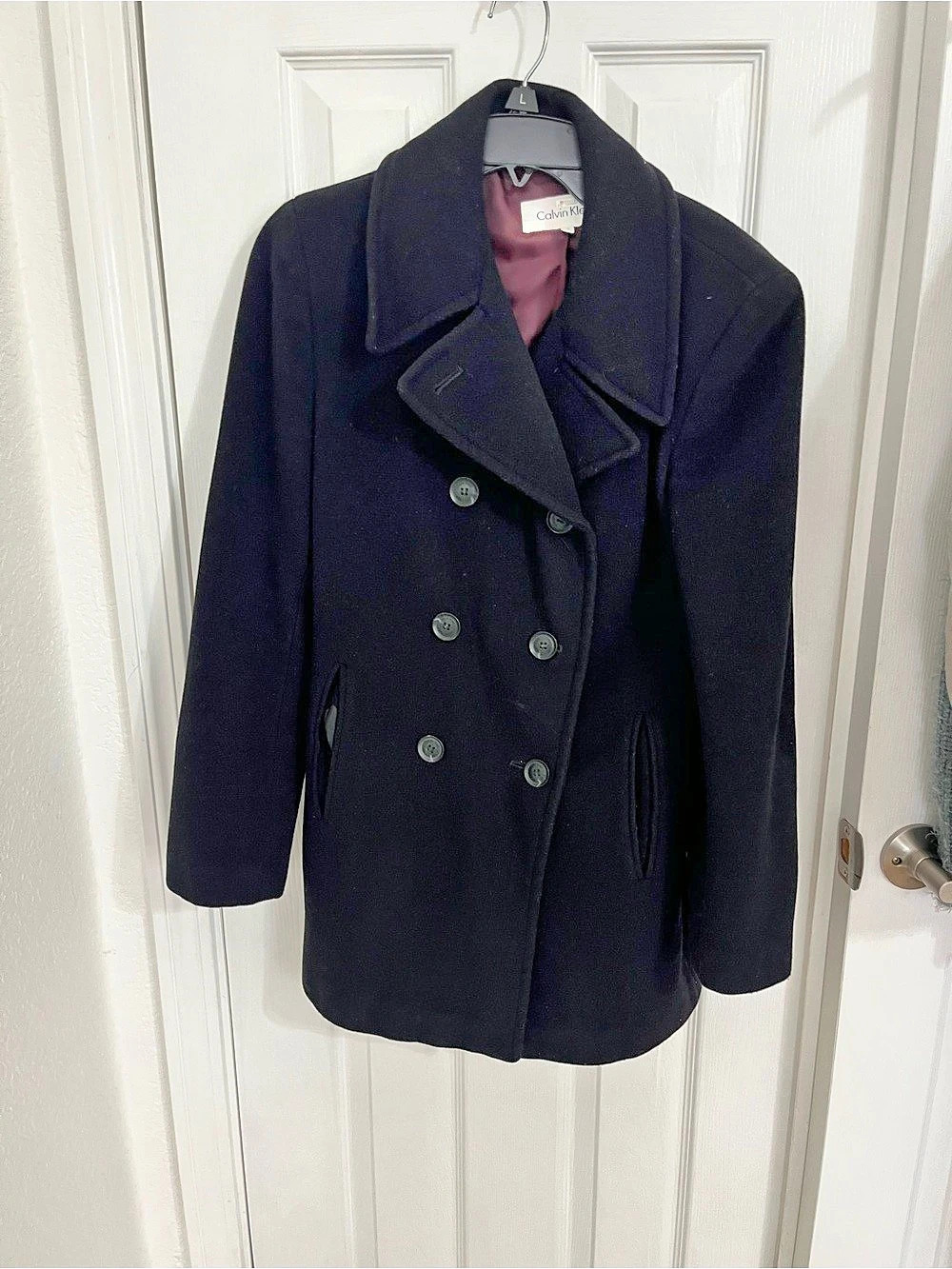 Calvin Klein Women's Black Pea Coat Size 6